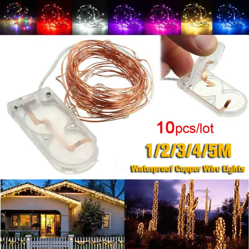 10pcs lot Button Cell Battery Operated 2m 3m 4m Christmas Party Decoration Strip font b LED