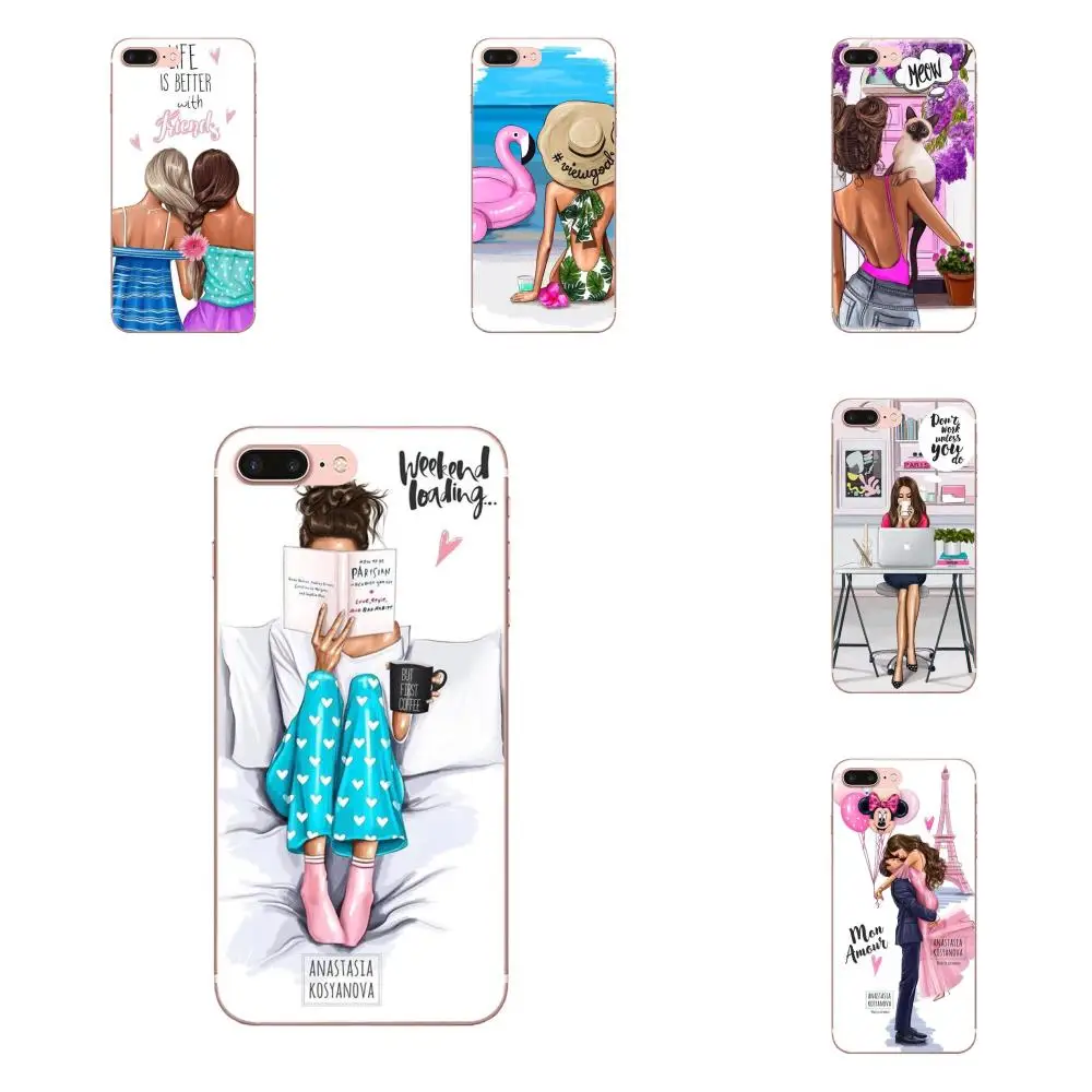 

For Apple iPhone 4 4S 5 5C 5S SE 6 6S 7 8 Plus X XS Max XR Style Design Vogue Christmas Princess Girl Female Boss Coffee