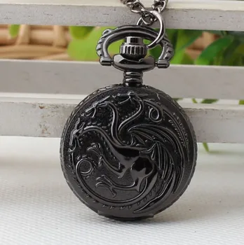 

Steampunk Game of Thrones House Targaryen Quartz Pocket Watch Awesome Dragon Children's and woman men's watch