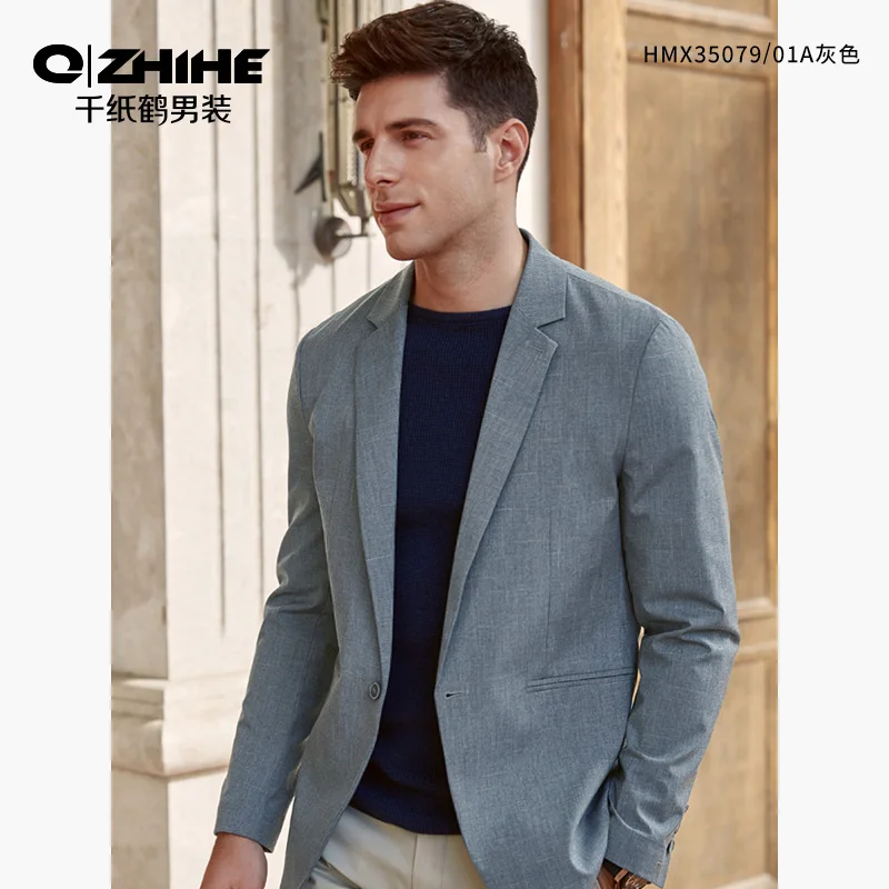 

Qzhihe Casual Suit Men's New Casual Solid Color Men's Suit Jacket Business Luxury Long Sleeve Suit 35079