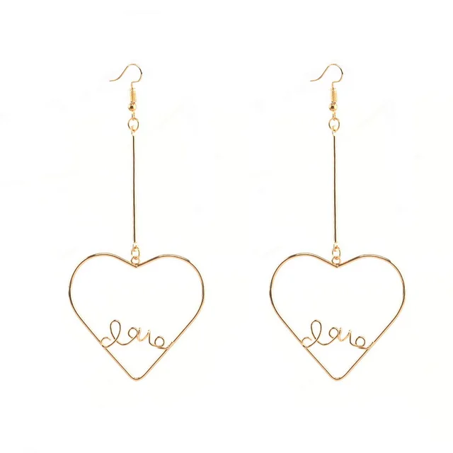 Fashion Korean Style Exaggerated Hollow Heart Love Earrings For Fashion Korean Style Exaggerated Hollow Heart Love Earrings For Women Letter Drops Long Dangle Earring
