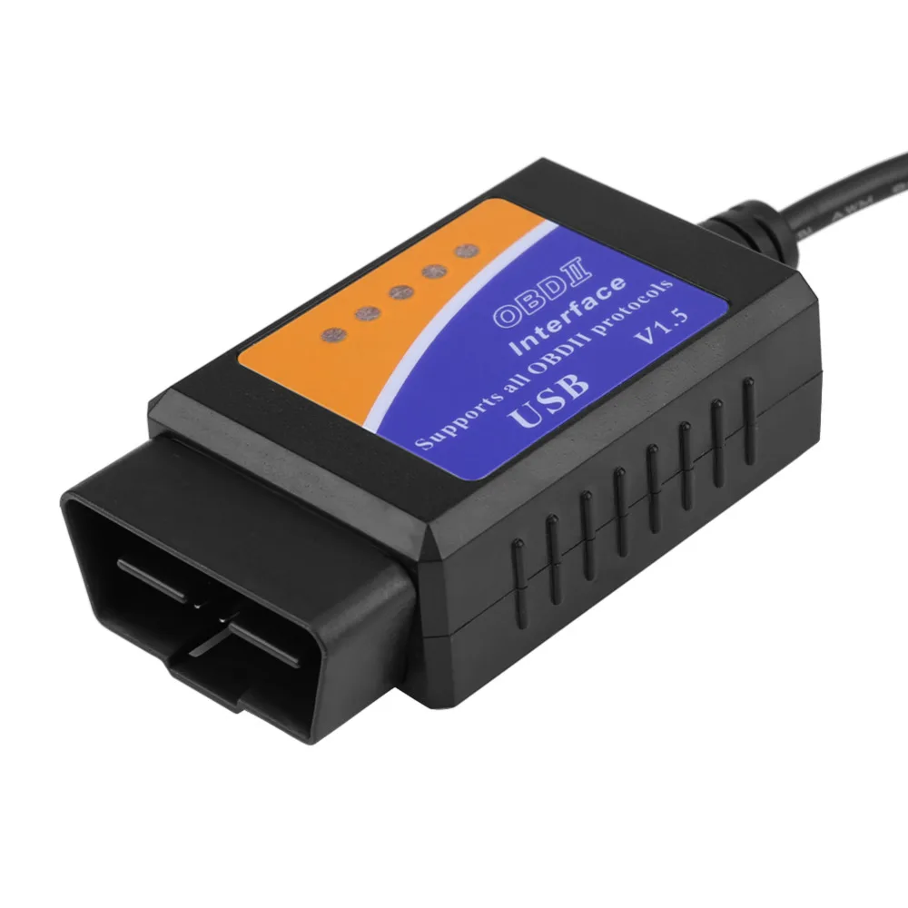 Автомобильный USB разъем V1.5 OBD2 Диагностический кабель интерфейс сканер инструмент для Honda Benz BMW Citroen Daihatsu Ford с CD драйверами