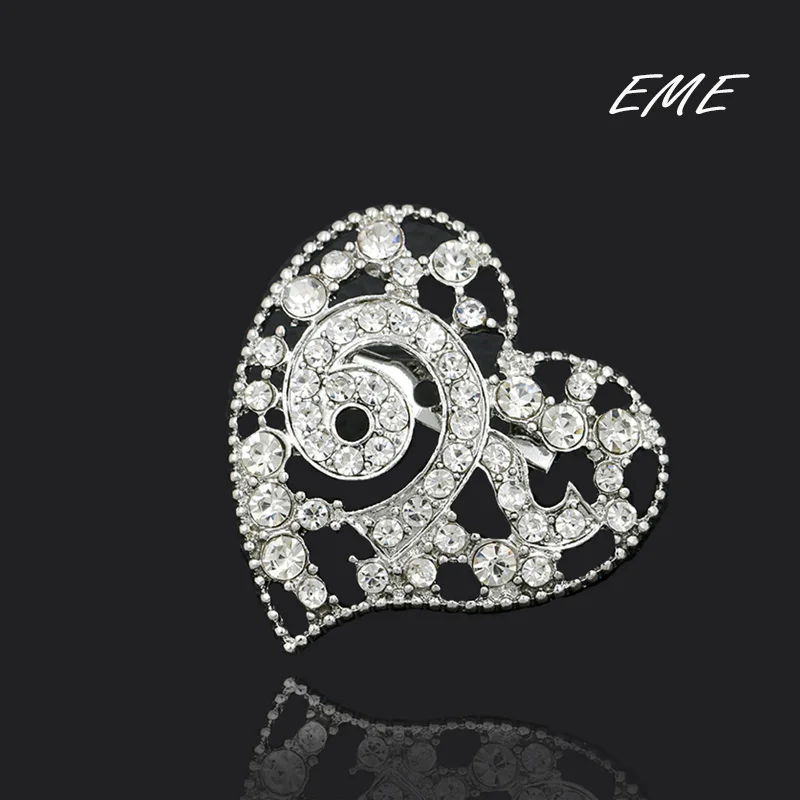 100pcs/Factory Direct Sale New Design Clear Crystal Rhinestone Thailand King 9 Heart Shape Souvenir Brooch Pins for Funerals | Украшения и