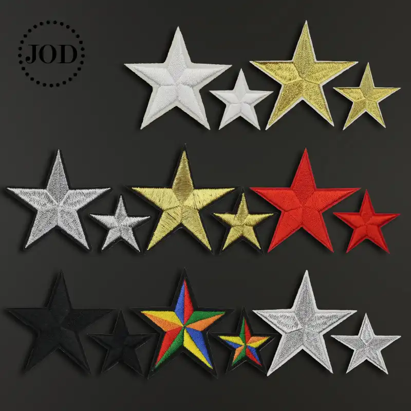 Embroidered Star Patch Appliques High Quality Patch Material can also be Sewn or Glued On Iron On Star Patches