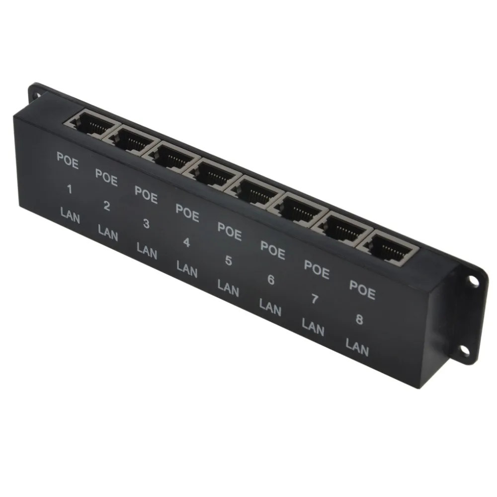 

Mode B 10/100 Mbps 8 port black Passive POE injector Power over Ethernet injector for CCTV Camera, VOIP Phones, Access Points