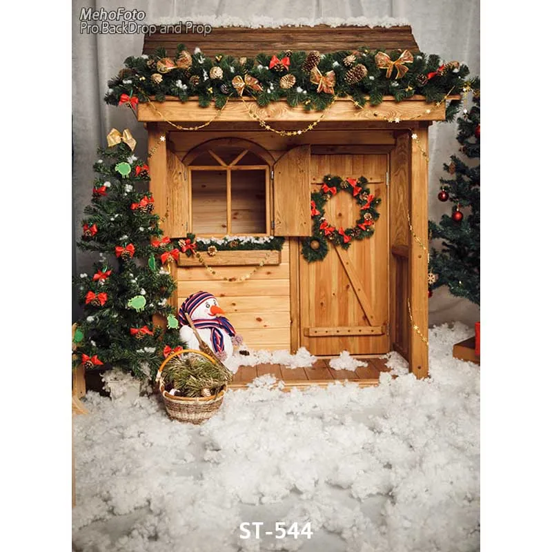 Mehofoto Рождество винил фотографии Задний план снег дерево дом Ткань фланель фонов для детей фотостудия st544