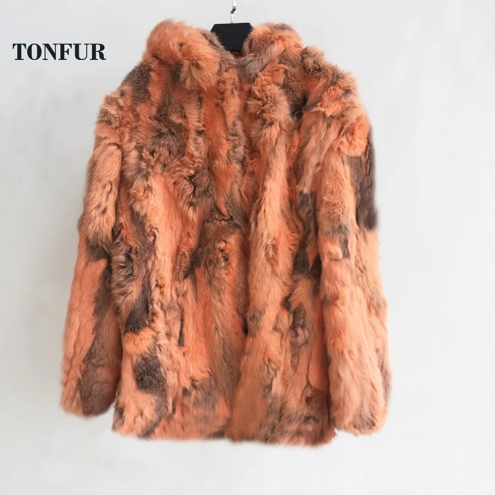 

Ladies Thick Warm Winter Luxury Customize Plus Size Fur Coat Natural Real Rabbit Fur Overcoat with hood fur Jacket ksr410