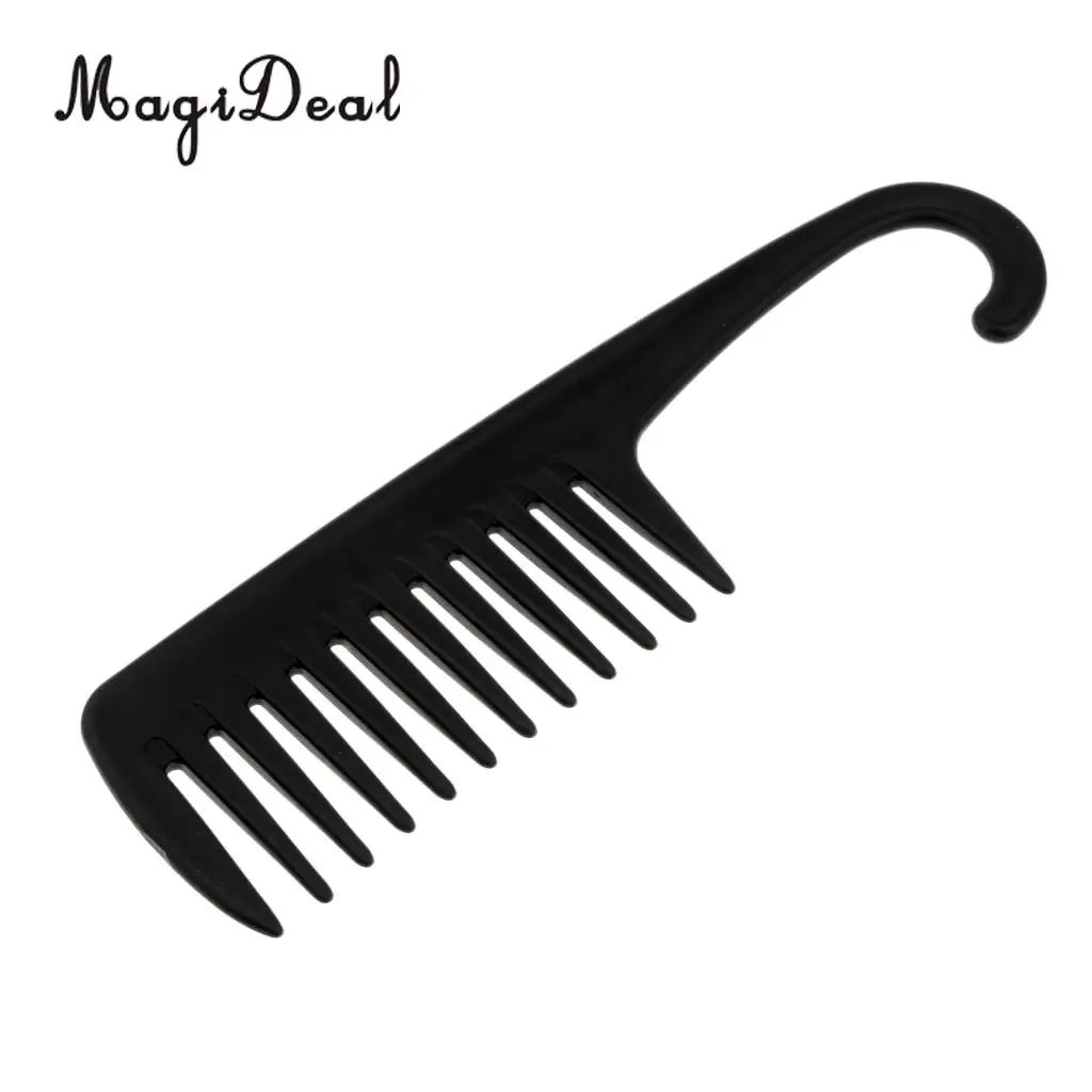 Shower Hanging Comb Wide Tooth Comb with Hook Wet Dry Hair Detangling Conditioning Hair Black Comb
