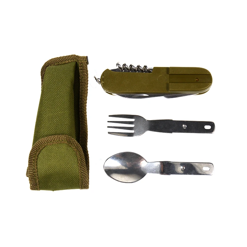 Multipurpose Tableware Stainless Steel Cutlery Multifunctional Tools Knife Spoon Fork Bottle Opener Screwdriver Outdoor Camping