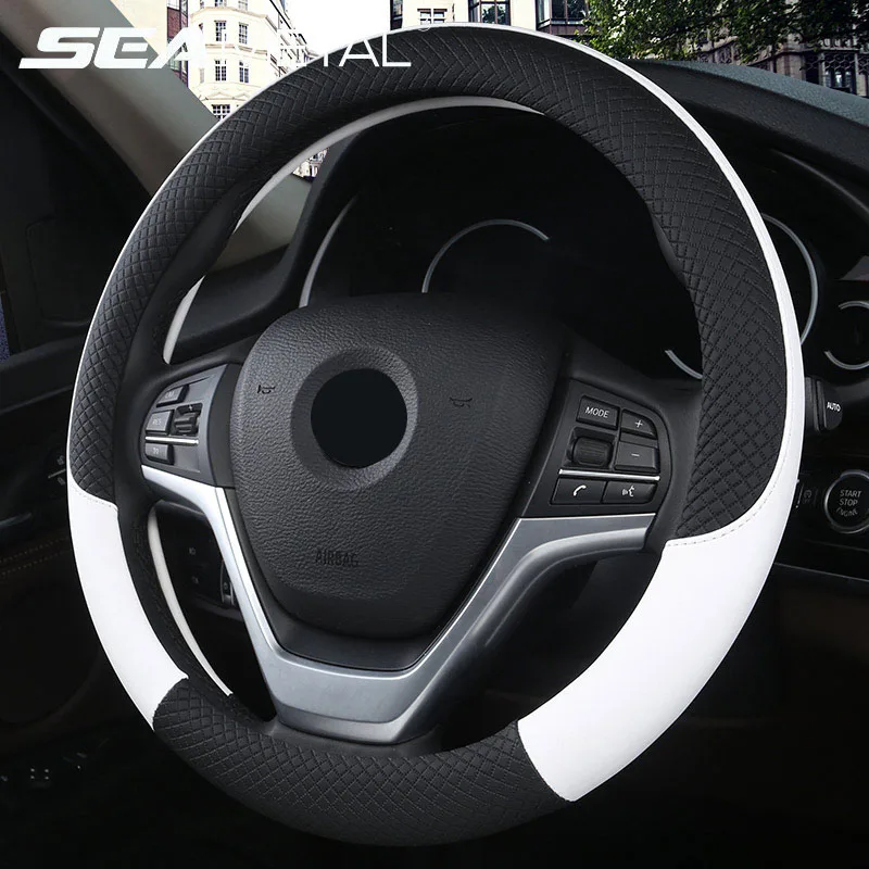 

2019 New Car Steering Wheel Cover For 37-38CM Leather Breathable Fabric Braid Car Steering-Wheel Cover Auto Interior Accessories