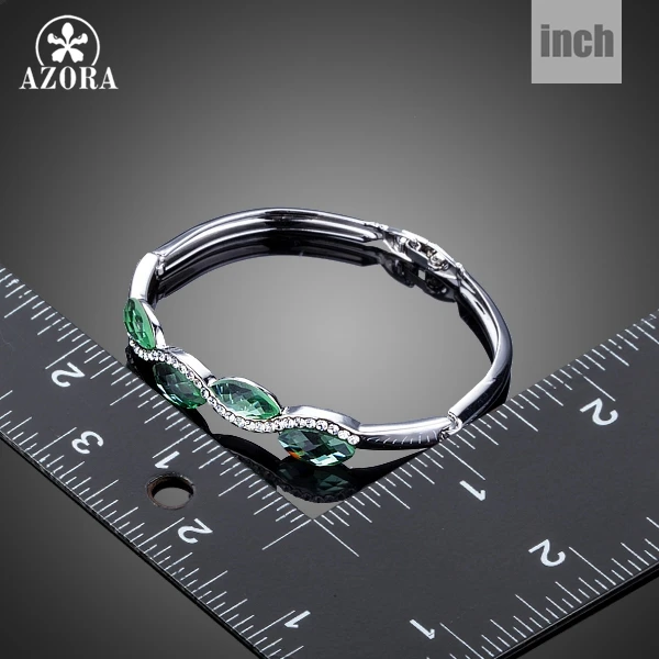 AZORA Fashion Jewelry 4pcs Light Green Stellux Austrian Crystal Water Drop Bangle Bracelet for Women TB0066