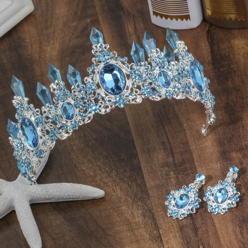 Mamojko новые винтажные Свадебные кристаллические коронки серьги набор аксессуары для волос австрийский страз королева пышная Тиара для женщин - Окраска металла: B