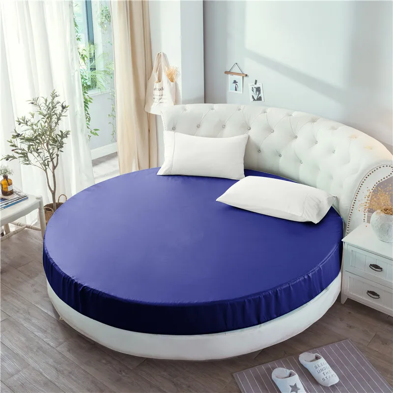 

Imitated silk Fitted Sheet round sheet mattress cover 1pc circle elastic bed cover 220*220cm super king size bed sheet white red