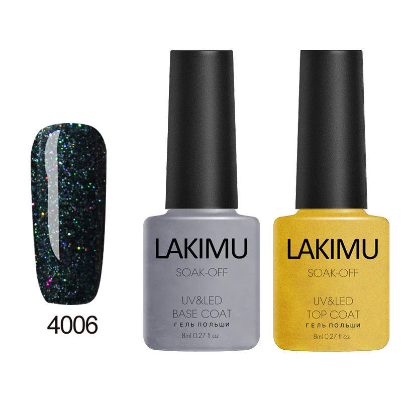 LAKIMU оливковый зеленый гель Лаки 3 шт неоновый пигмент Стикеры сияющий Uv светодиодный постоянный эмали ногтей Все Маникюр гель лак для ногтей - Цвет: 4006-top-base