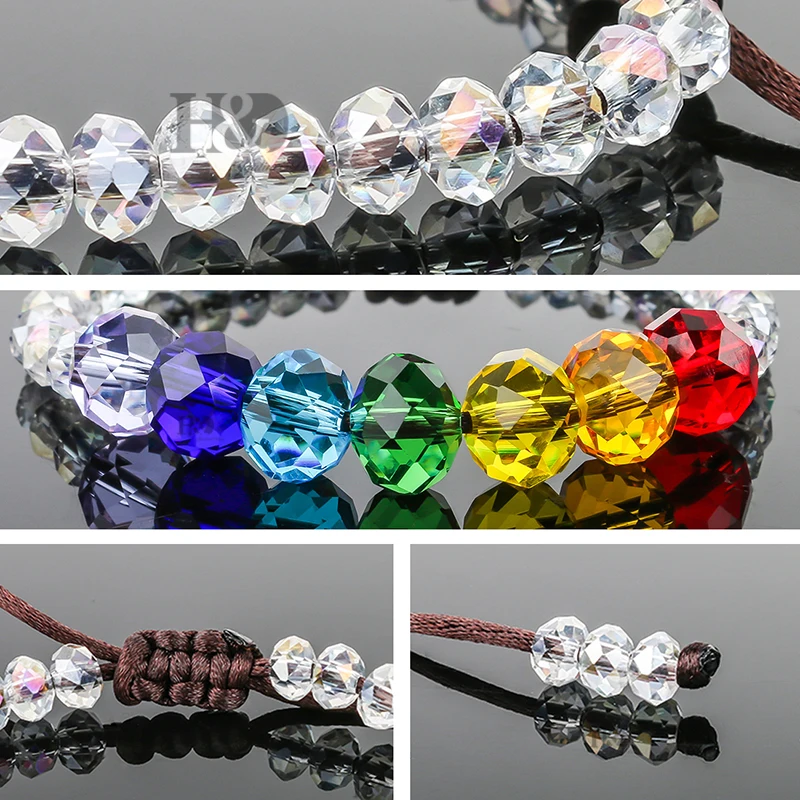 H& D beauty 7 чакра браслеты смешанные цвета целебные хрустальные бусины Радуга производитель Йога браслет для женщин