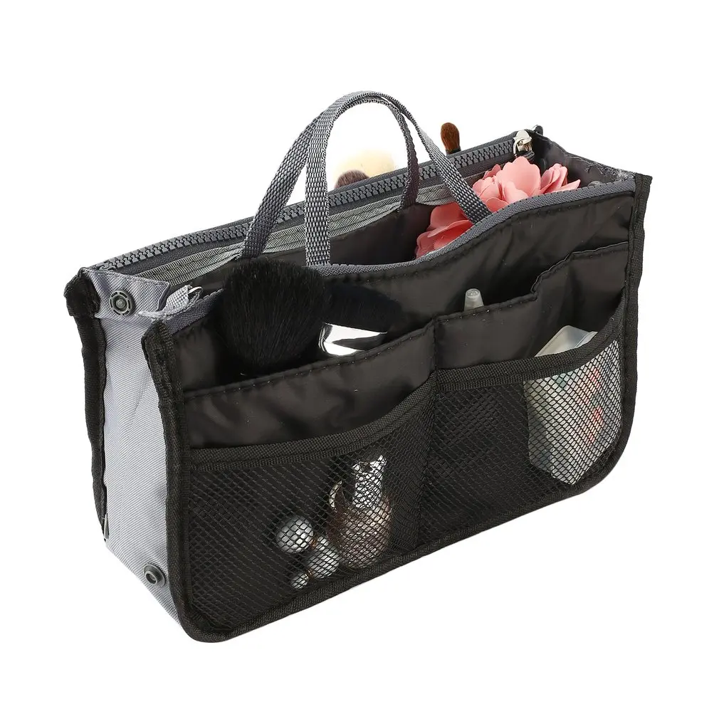Multifunctional Double Zipper Polyester Makeup Bag Portable Travel