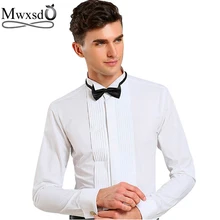 Mwxsd 2019男性tuxedoスリムフィットロング sleevedフレンチシャツひだツバメ襟シャツシュミーズオム