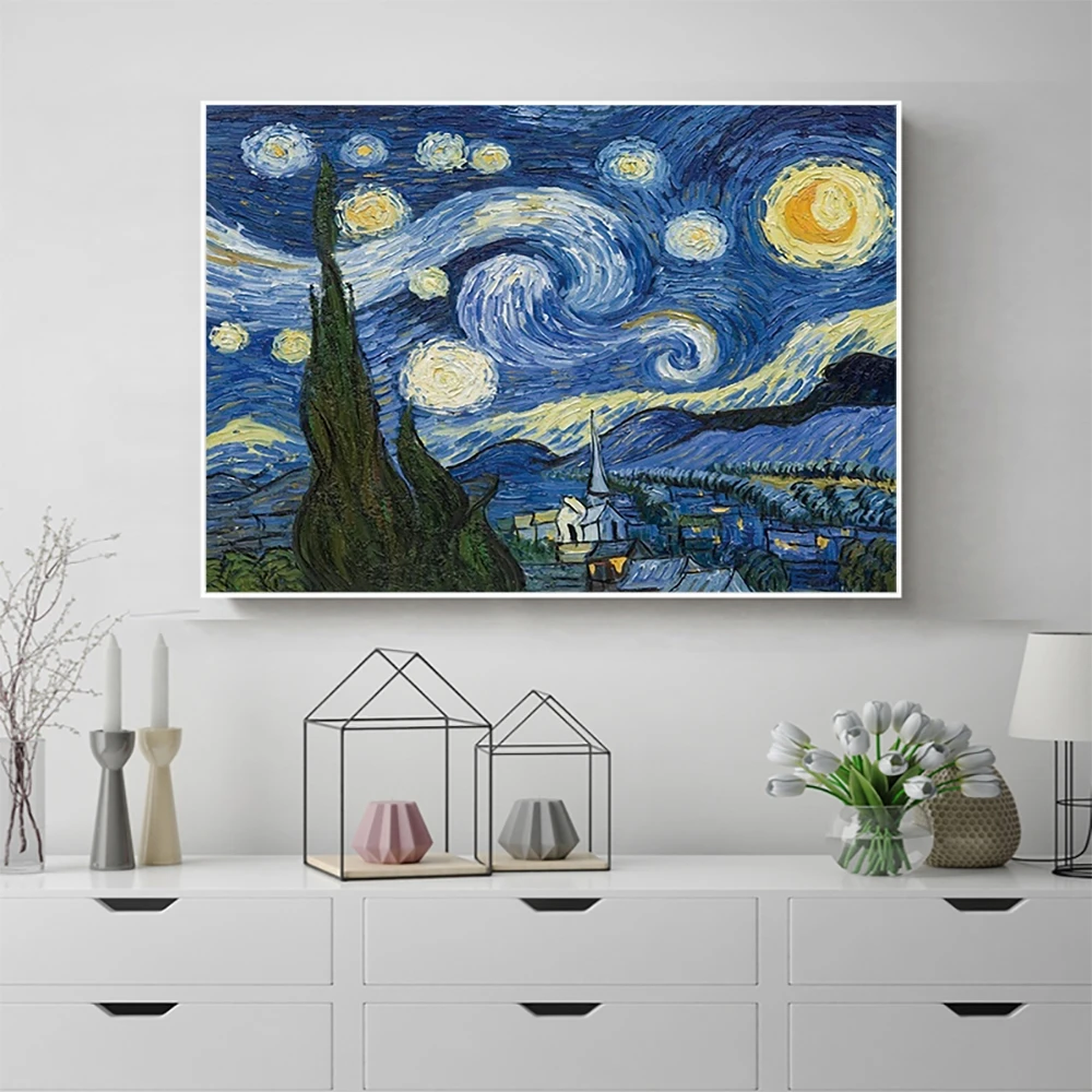 

Starry Night Moonlight Van Gogh Famous Artist Impressionism Painting Art Print Poster Wall Pictures Canvas Painting Decoration