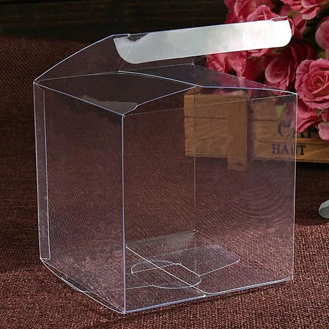 100PCS 12*12*12cm Square Plastic Clear PVC Boxes Transparent Waterproof