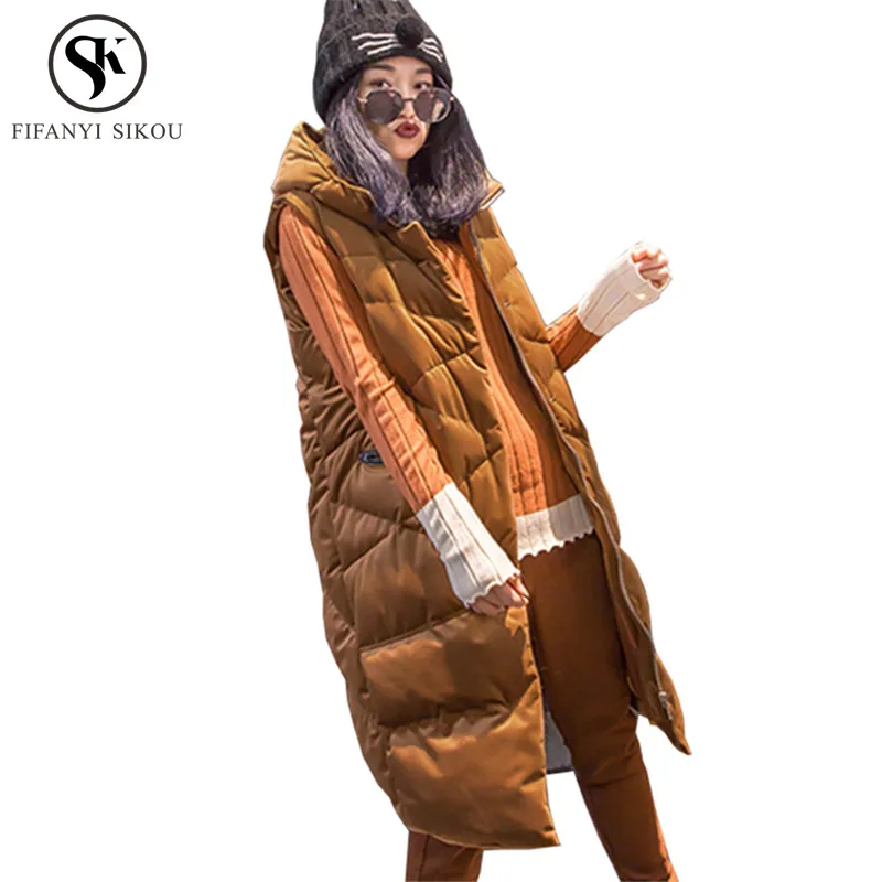 

2018 New Winter Velvet Vest women jacket Fashion Long Cotton Vests Hooded Coat Female Windproof Warm Waistcoat Casual Outerwear