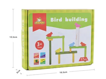 

Free shipping Classic Children's wooden Bird building blocks toys Desktop games/Table Game Wood pile building blocks Toys gifts