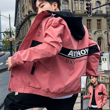 

Fashion men jacket Spring autumn hooded Casual coat mens Solid color safari style Windbreaker Male zip outerwear Brand clothing