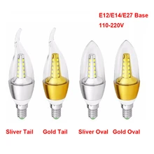Светодиодный светильник-свеча E12 E14 E27 5 Вт AC85-265V 2825SMD светодиодный светильник лампа для люстры подвесной настенный светильник Теплый Холодный светильник