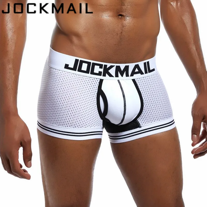 JOCKMAIL, брендовые боксеры, мужские сетчатые u-образные трусы, сексуальное нижнее белье, под брюки, Cueca, хлопковые трусы, боксерские шорты для геев, мужские трусы