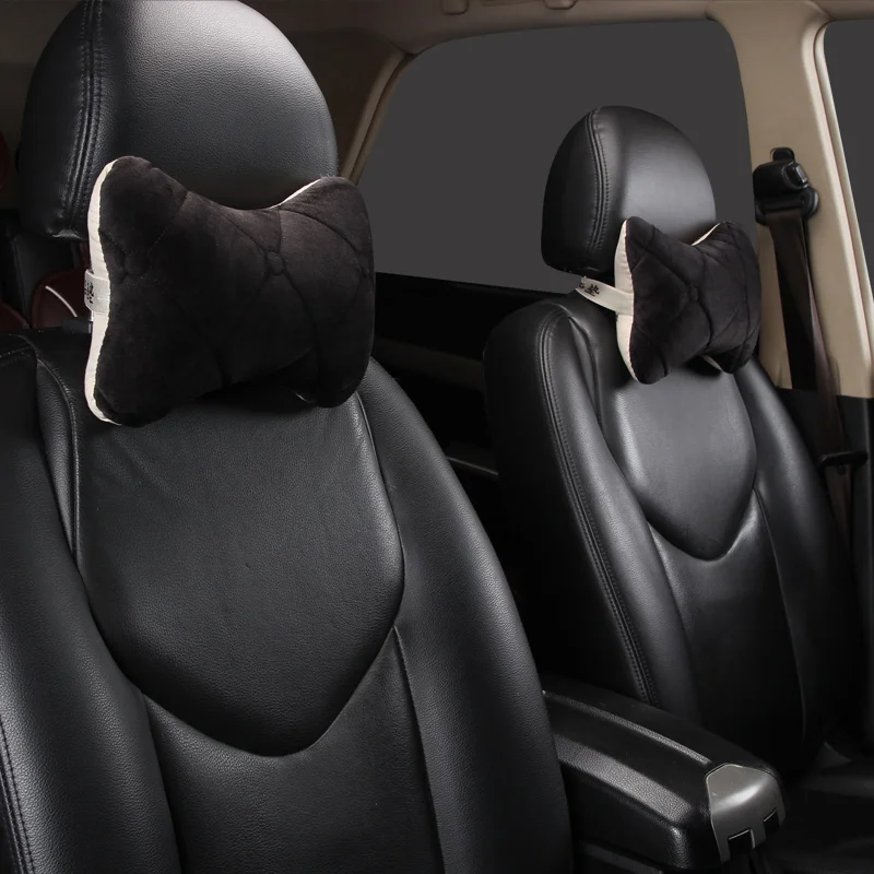 

KKYSYELVA Space Memory Foam Car Neck Pillow Head restraint in the car Headrest pillow automobile Auto neck pillow leather