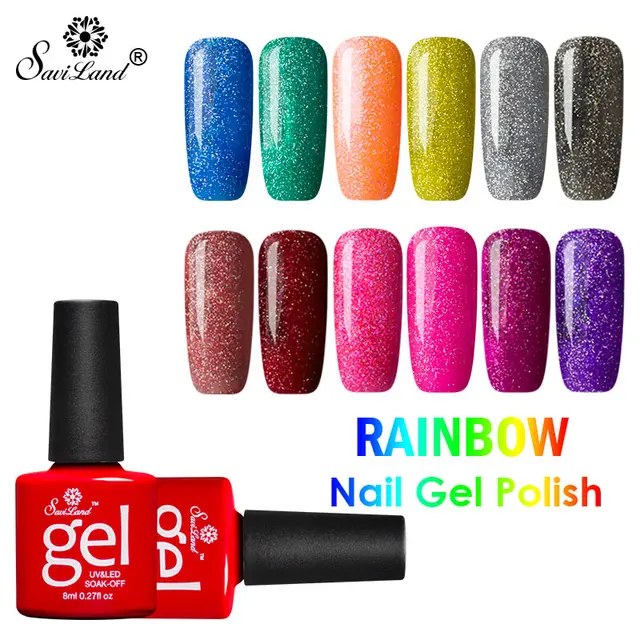 Saviland 1pc Super Shiny Neon Gel Varnish Rainbow Uv Nail Polish Saviland 1pc Super Shiny Neon Gel Varnish Rainbow Uv Nail Polish Soak Off Long