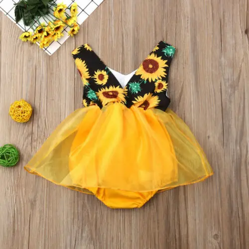 

Toddler Clothing New Infant Baby Girls Princess Tutu Dress Sunflower Romper Jumpsuit Sunsuit
