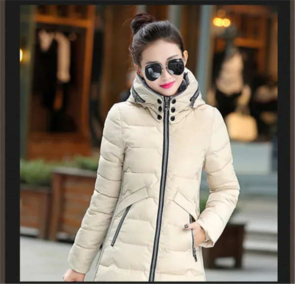 Зимняя куртка женская хлопковая парка пальто Новая мода с Капюшоном Длинная Верхняя одежда приталенного размера плюс 6XL 7XL Женская Стеганая куртка Z110 - Цвет: off white