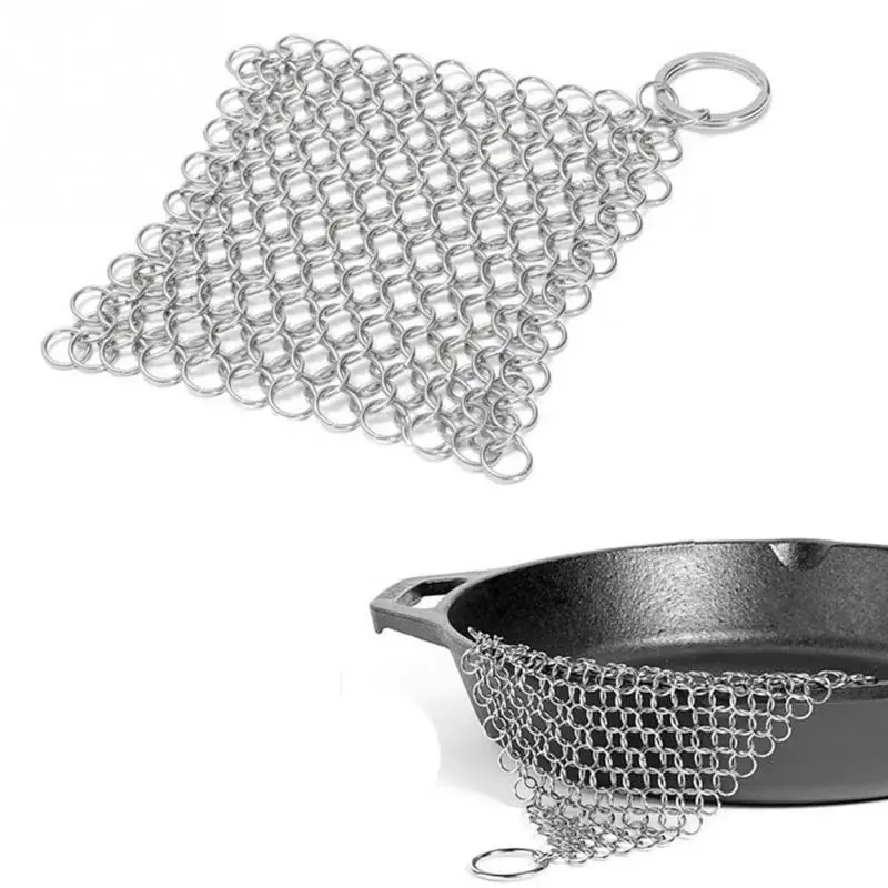 

Stainless Steel Cast Iron Cleaner Chainmail Scrubber Home Cookware Kitchen Tool