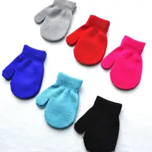 1 пара теплых зимних перчаток ярких цветов для маленьких девочек и мальчиков; теплые вязаные перчатки с рисунком для малышей; варежки