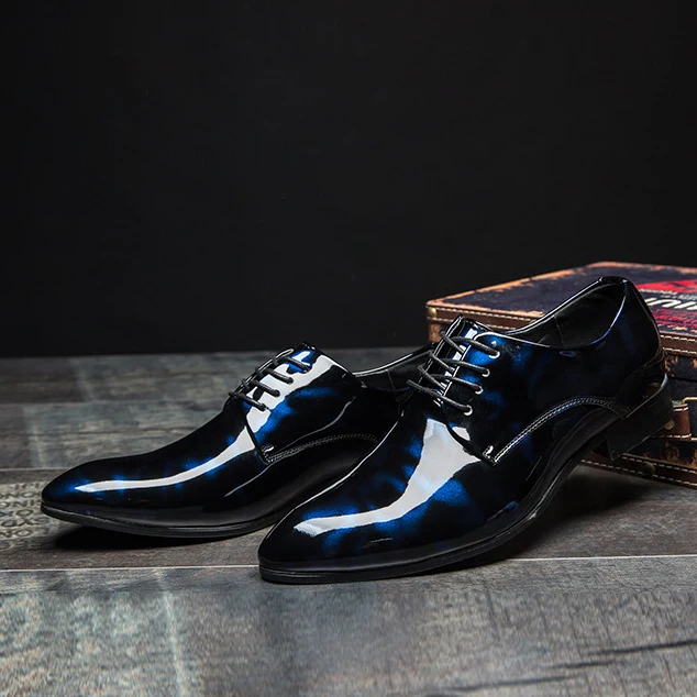 M-anxiu Fashion Pointed Toe Business Wedding Patent Leather Oxford Shoes Men Formal For Men Dress Shoes