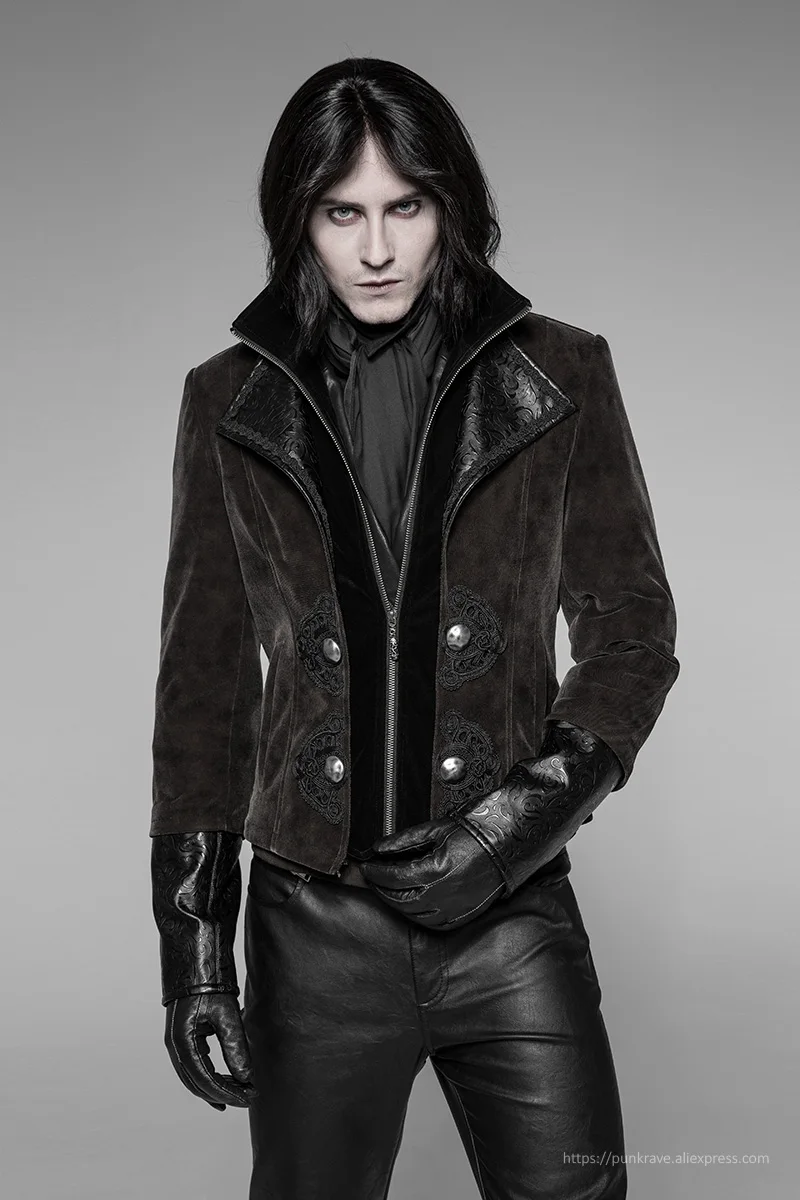 Buy PUNK RAVE Gothic Detachable Gentleman Style Punk Men Long Jacket Men  Twill Weft Velveteen Cospaly Harujuku Trench Coat for Men