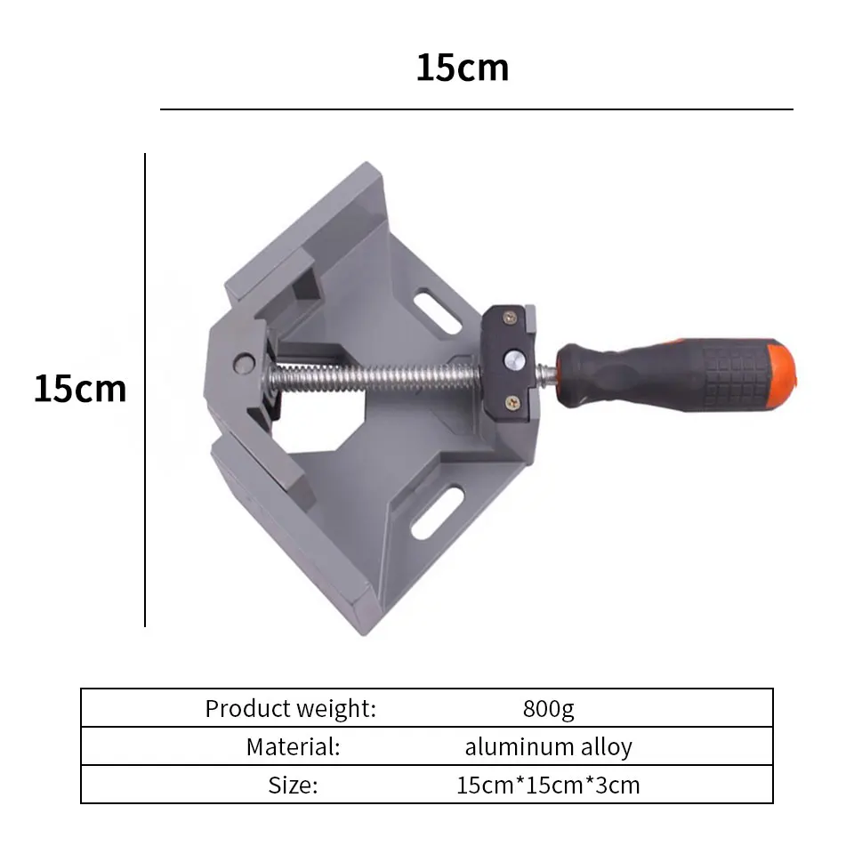 90 градусов Алюминиевый сплав правый угол зажим одной ручкой Деревообрабатывающие инструменты сварочные плоскогубцы Регулируемый плотник зажим правый угол