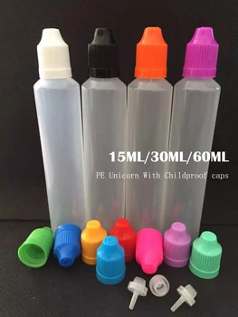 

Factory Price PE Unicorn Bottles 15ml 30ml 60ml E Liquid Bottle Plastic Dropper E Juice Bottles With Childproof Caps Long Tips