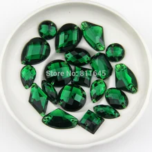 New 100pcs Mixed size Dark Green Flatback Rhinestone Acrylic stones sewing on Rhinestones For Clothing bags shoes Decorations