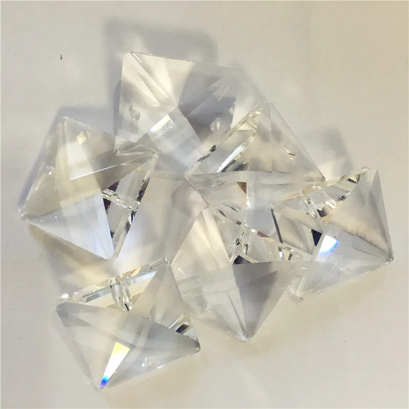 6 Aquamarine Square Chandelier Crystals 22mm Glass Beads Prisms 