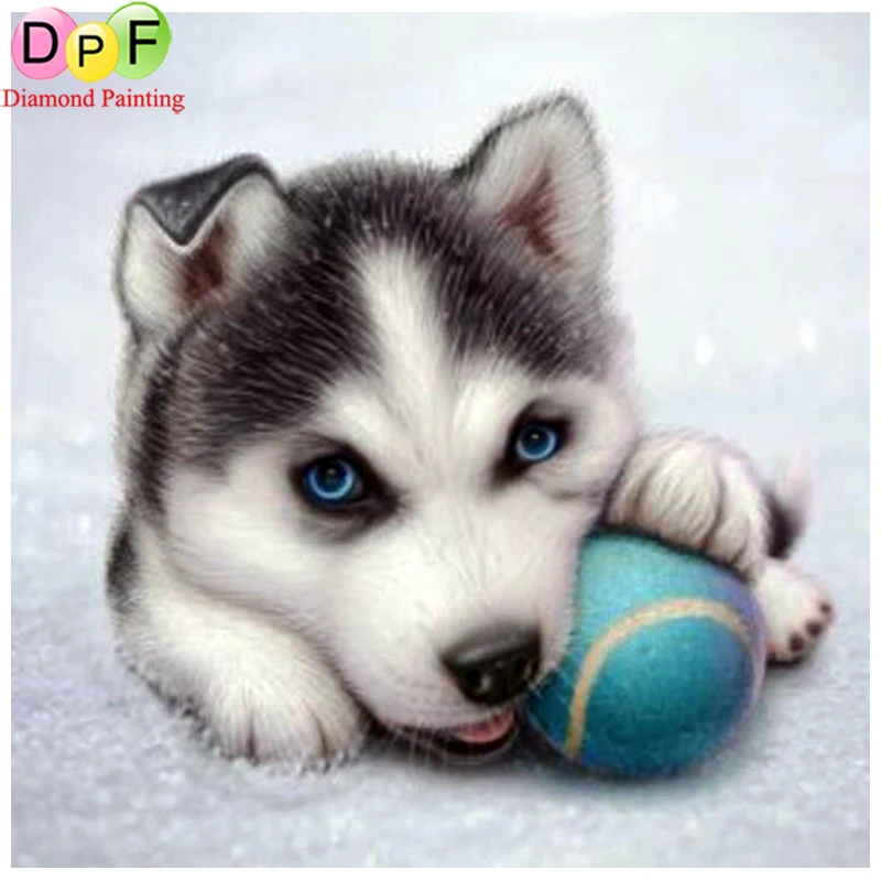 

DPF Full round Diamond Embroidery cross stitch Dog playing ball diy diamond painting mosaic handwork home Decor painting gift