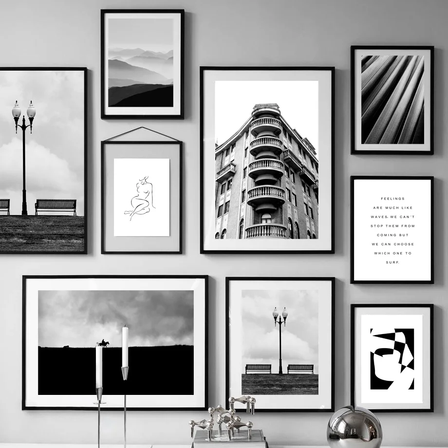 

Abstract Geometry Mountain Wall Art Canvas Painting Nordic Posters And Prints Black White Wall Pictures For Living Room Decor