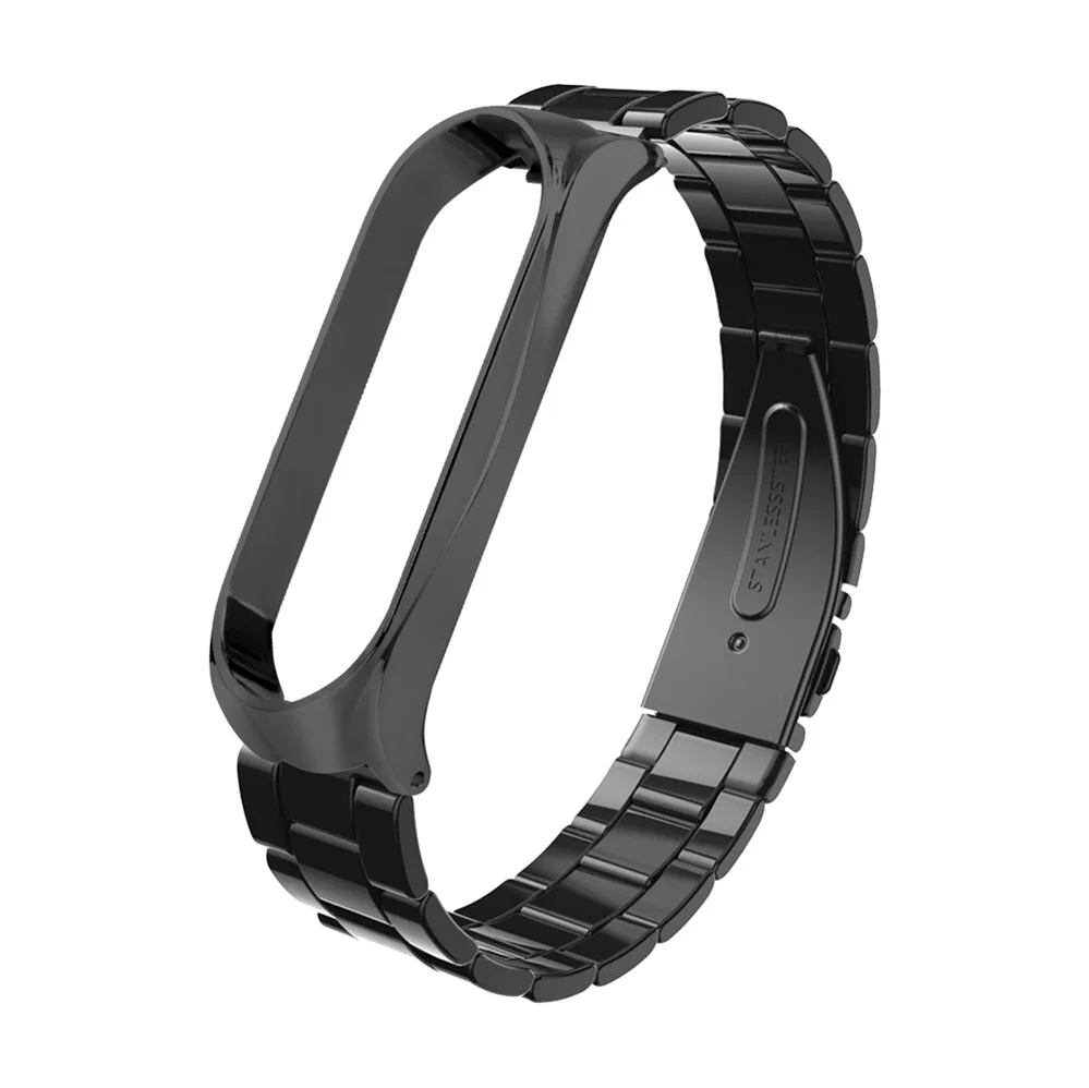Для mi Band 4 ремешок браслет из нержавеющей стали для Xiaomi mi браслет 4 ремешок на запястье металлический браслет для Xiao mi Band 3 фитнес-трекер - Цвет: Черный