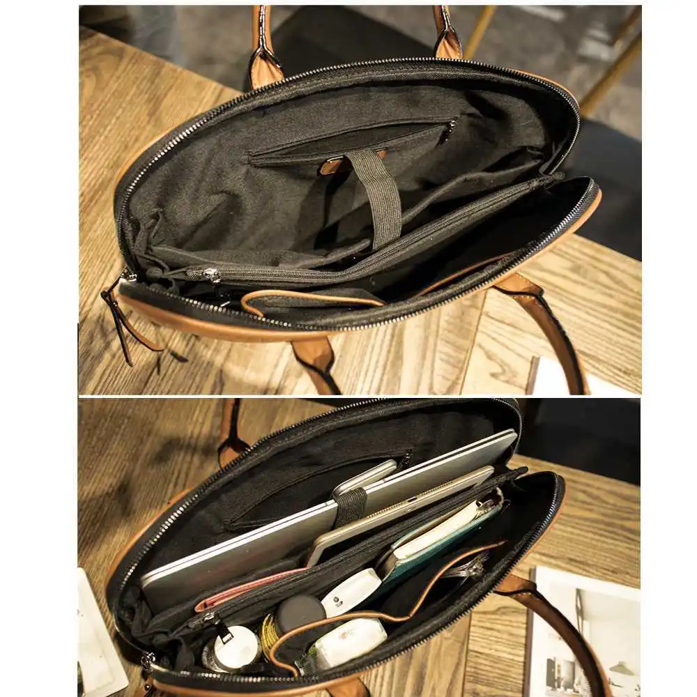 New Girls Shoulder Office Laptop Bags For Women Leather Business Briefcase Woman Laptop Handbag 13" 14" 15 Inch For Macbook Air