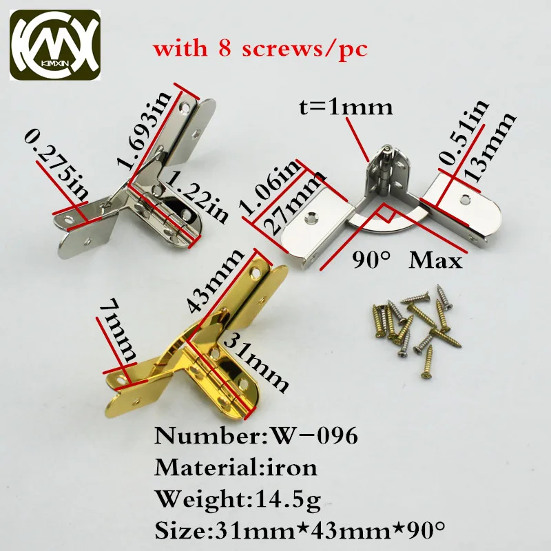 Goedkoop In Voorraad 31*43mm 10 st geschenkdoos scharnier en Meubels scharnier kleine doos hardware en doos scharnieren Sieraden doos scharnieren W schroef W 096