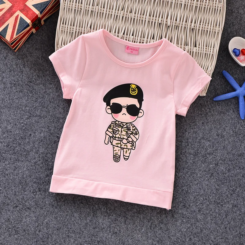 Корейская детская летняя футболка с короткими рукавами, г., для мальчиков и девочек, сон Джун Ки, хлопковое пальто для отдыха - Цвет: Розовый
