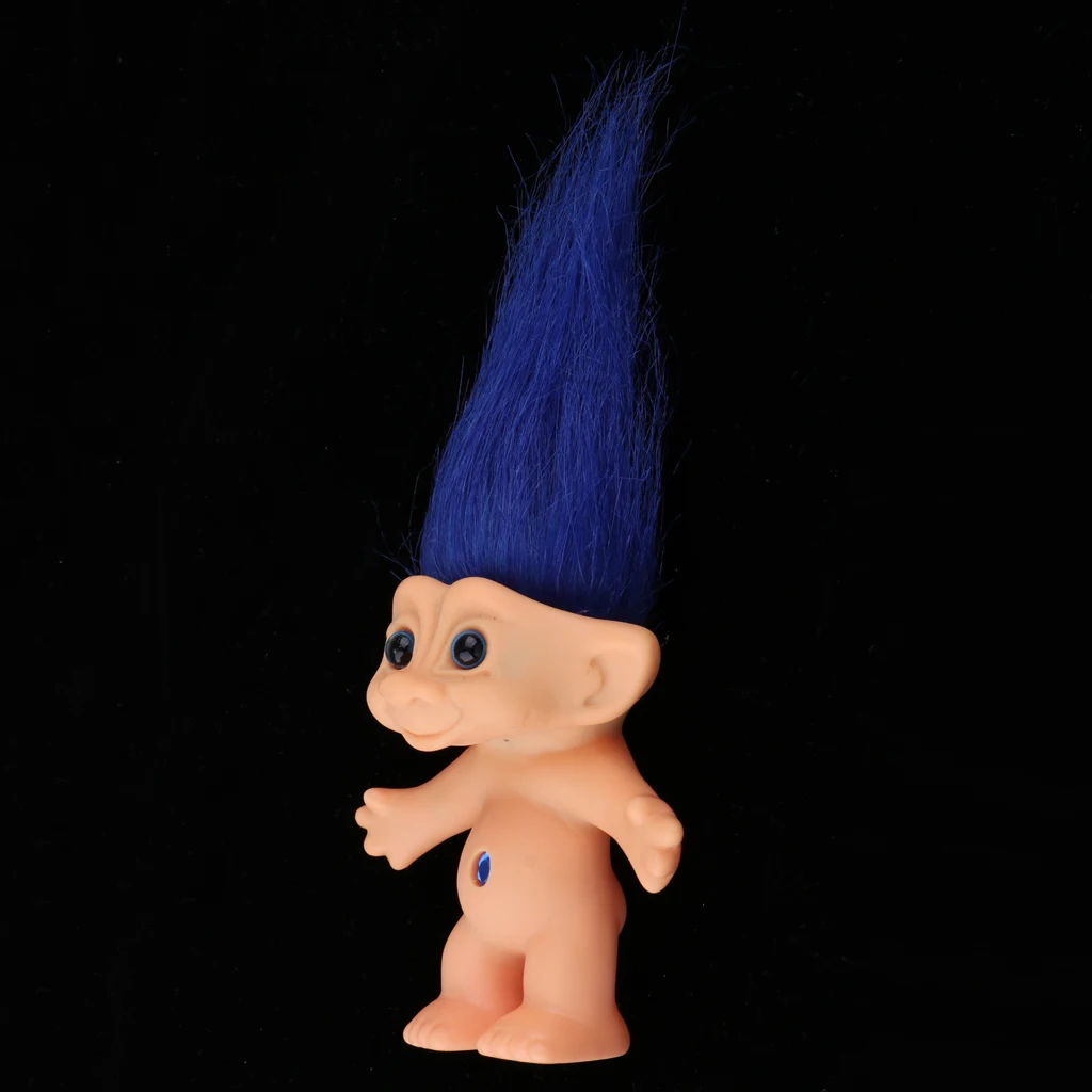 

Blue Color 10cm Lucky Troll Doll Mini Action Figures Toy for Cake Toppers Dollhouse Decor Kids Birthday Gift