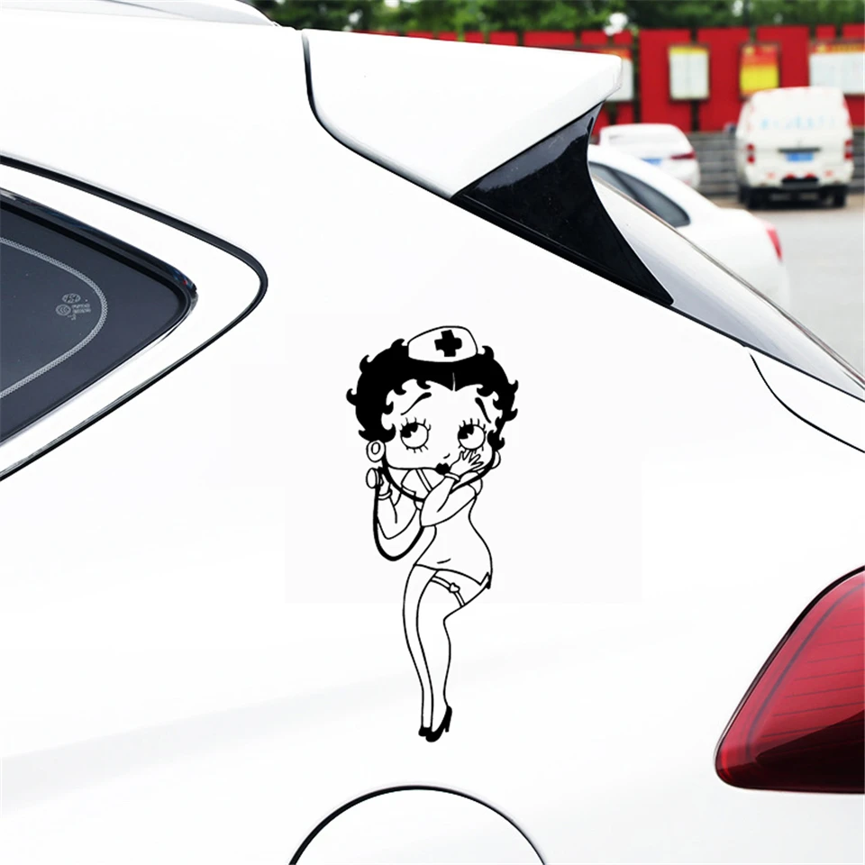 Betty Boop Cartoon Sitting Car Bumper Sticker Decal 3'' x 5''