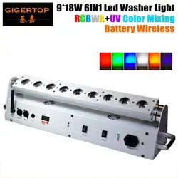 Tp-wb09 9x18 Вт RGBAW УФ Батарея питание и Беспроводной DMX 6/10ch Шайба стены/DMX свет этапа Беспроводной белый Корпус ce rohs