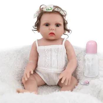 

19in Realistic Reborn Doll Soft Full Silicone Vinyl Newborn Babies Curls Girl Princess Lifelike Handmade Toy Children Gifts